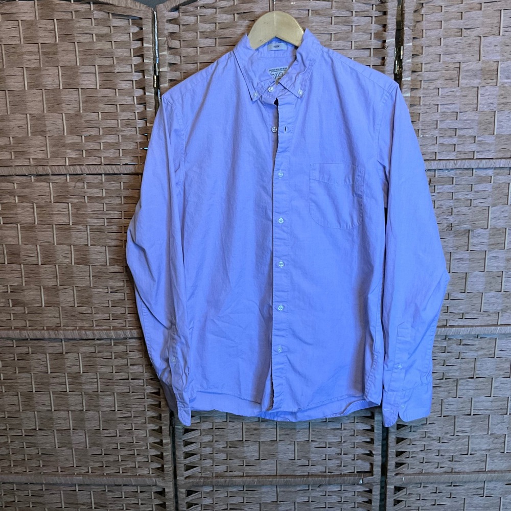 J‎ Crew Slim Fit Stretch Organic Cotton Button Down Shirt Mens M Purple Lilac